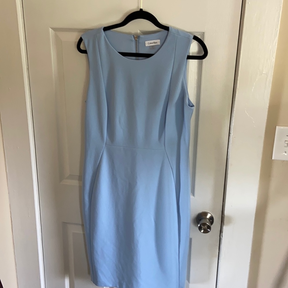 Calvin Klein powder blue dress! Size 14 with some stretch, very strong zipper